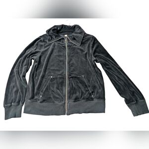 Michael Kors Black Velour Jacket with Logo Zipper